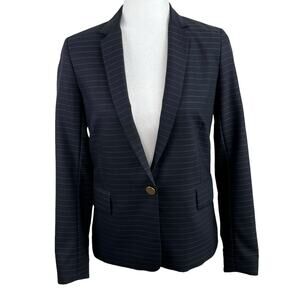 Sandro One Button Navy Blue Pinstripe Single Breasted Blazer Jacket 36/US 4